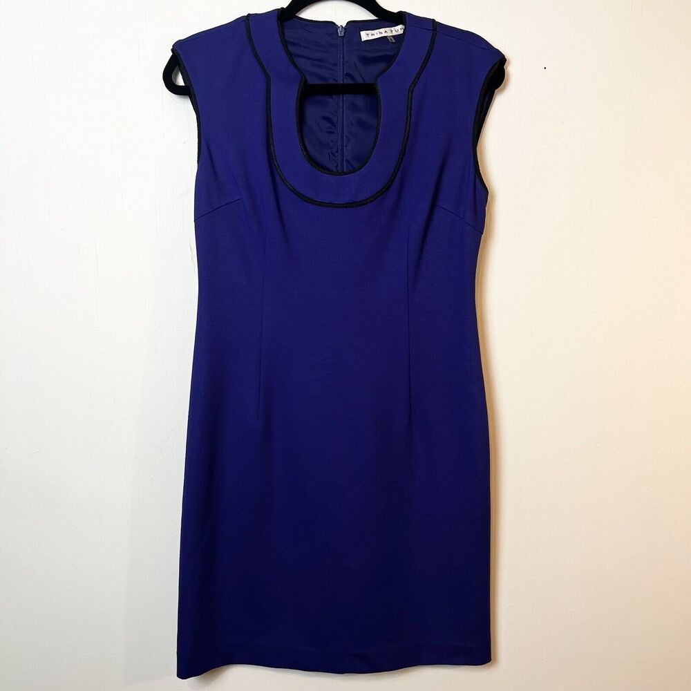 Trina Turk Dress Fong Ponte Knit Cobalt Purple Blue Bodycon Sz 8 Office Work